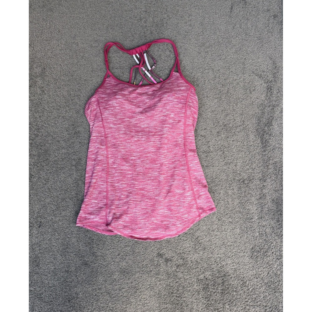 Lululemon Free To Be Wild Tank Top Pink Space Dye Strappy Back Size 2
